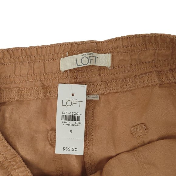 Ann Taylor Loft Linen Pants Womens Size 6 Elastic Waist Drawstring Lagenlook NEW - Picture 7 of 8